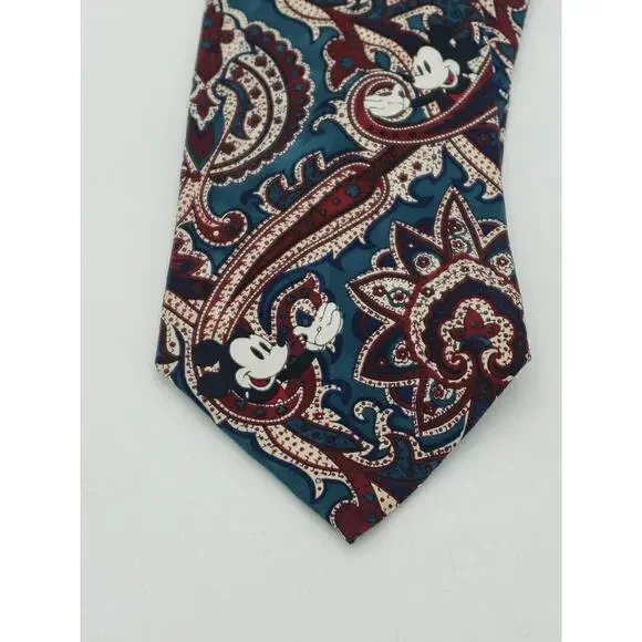 Disney Mickey Mouse Necktie Silk Tie Originals WDC Walt Disney Company Paisley - Picture 2 of 7